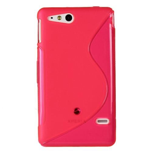 Xperia Go ile Uyumlu S Desenli Şeffaf Silikon Kılıf Pembe Renk