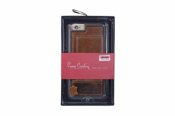 Pierre Cardin iPhone 6 Plus ile Uyumlu Deri Arka Koruma Paneli Kahve PCL-P11