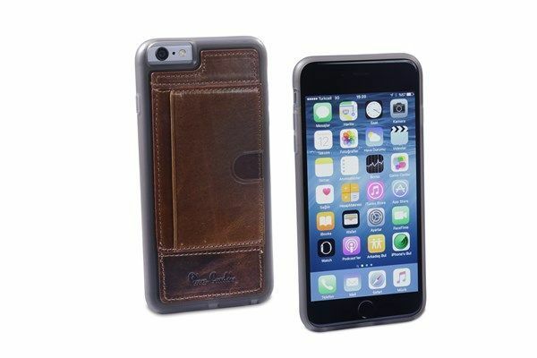 Pierre Cardin iPhone 6 Plus ile Uyumlu Deri Arka Koruma Paneli Kahve PCL-P11