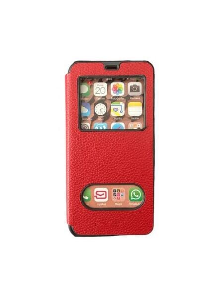 Jopus Galaxy M11 ile Uyumlu Premium Kapaklı Kılıf Kırmızı