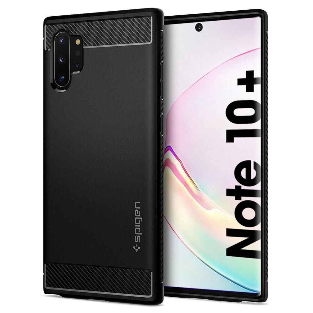 Spigen Galaxy Note 10 Plus ile Uyumlu Kılıf Rugged Armor Matte Black