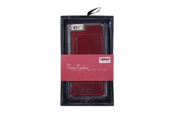 Pierre Cardin iPhone 6 Plus ile Uyumlu Deri Arka Koruma Paneli Kırmızı PCL-P11