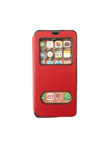 Jopus Galaxy M11 ile Uyumlu Premium Kapaklı Kılıf Koyu Kırmızı