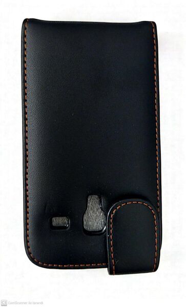 Galaxy Ace Plus S7500 ile Uyumlu Kapaklı Deri Kılıf Siyah