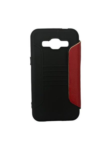 Jopus Galaxy J2 ile Uyumlu Premium Kapaklı Kılıf Kırmızı