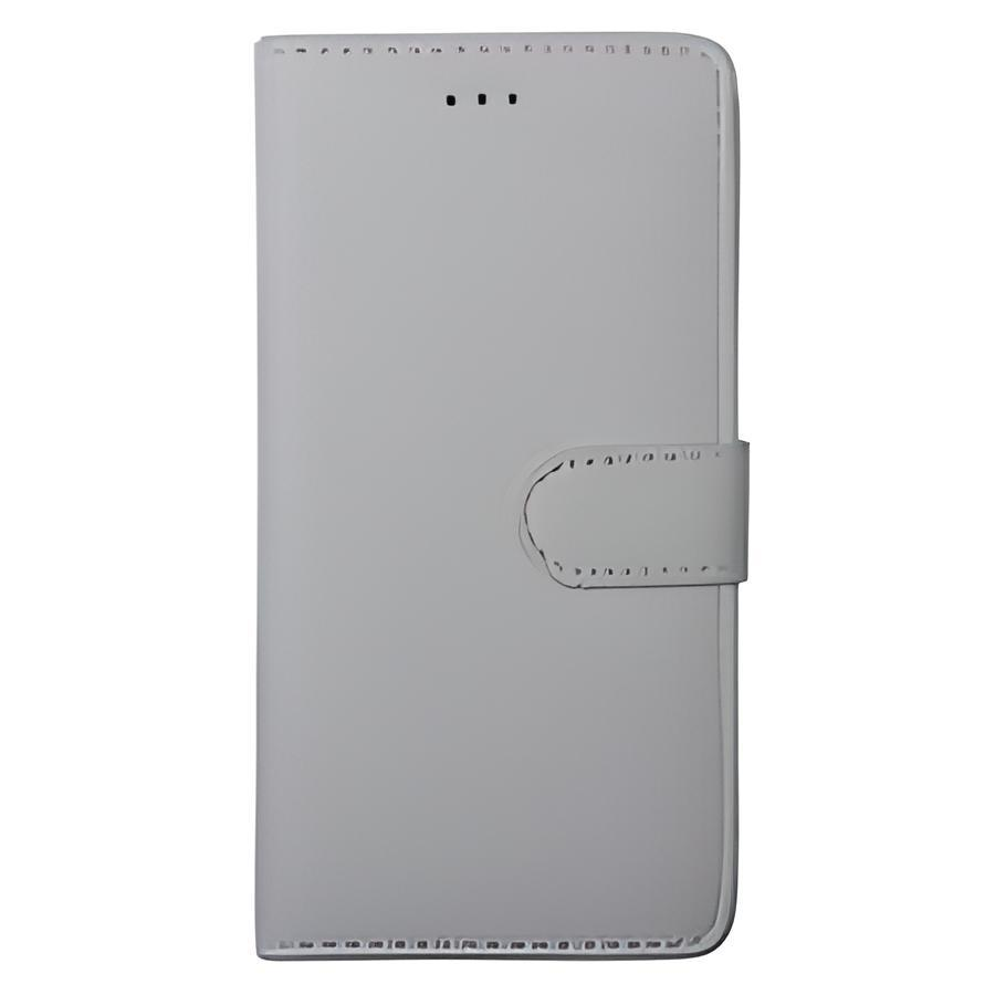 T50 ile Uyumlu Deri Kılıf Yan Model Kartlıklı Cüzdanlı Beyaz