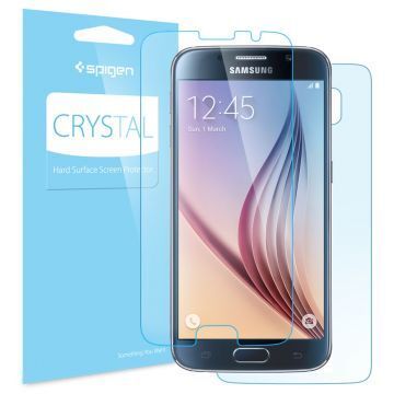 Spigen Galaxy S6 ile Uyumlu Ekran Koruyucu Ultra Crystal 2 Adet Ön +1 Adet Arka