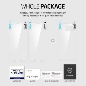 Spigen Galaxy S6 ile Uyumlu Ekran Koruyucu Ultra Crystal 2 Adet Ön +1 Adet Arka