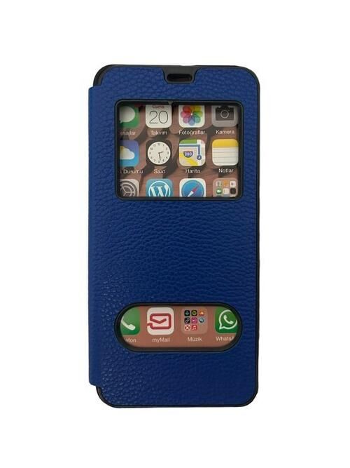 Jopus Galaxy A32 ile Uyumlu Premium Kapaklı Kılıf Mavi