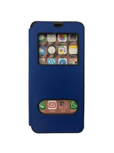 Jopus Galaxy A32 ile Uyumlu Premium Kapaklı Kılıf Mavi