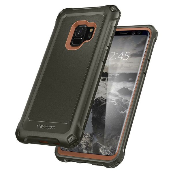 Spigen Galaxy S9 ile Uyumlu Kılıf Pro Guard Army Green