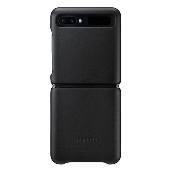 Galaxy Z Flip ile Uyumlu Deri Kılıf Siyah EF-VF700LBEGWW
