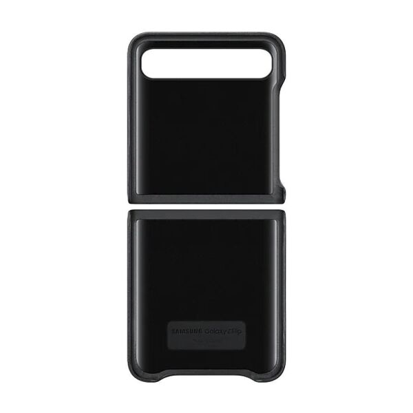 Galaxy Z Flip ile Uyumlu Deri Kılıf Siyah EF-VF700LBEGWW