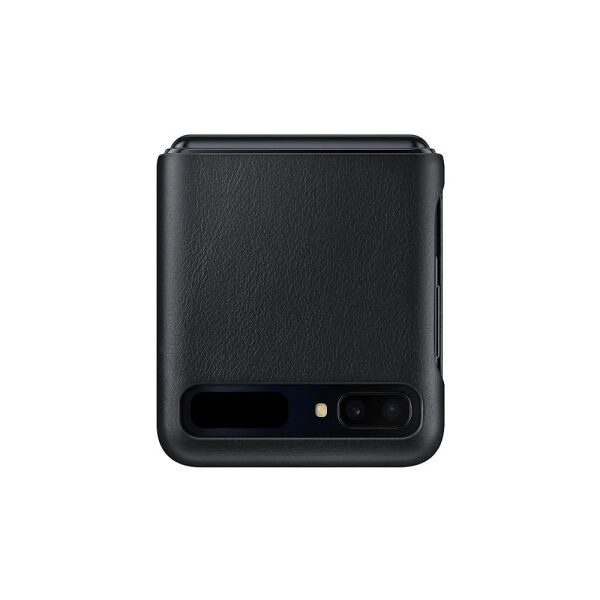 Galaxy Z Flip ile Uyumlu Deri Kılıf Siyah EF-VF700LBEGWW