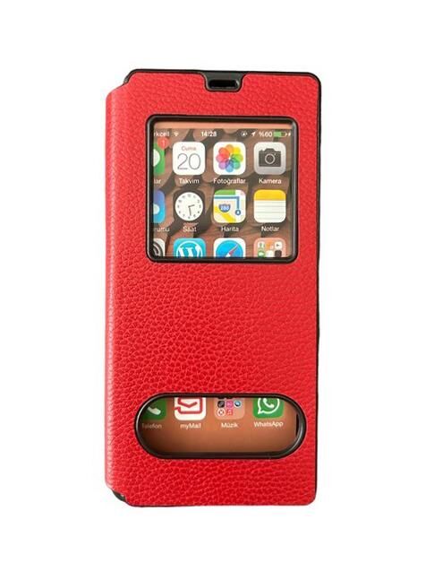 Jopus Galaxy A72 ile Uyumlu Premium Kapaklı Kılıf Kırmızı