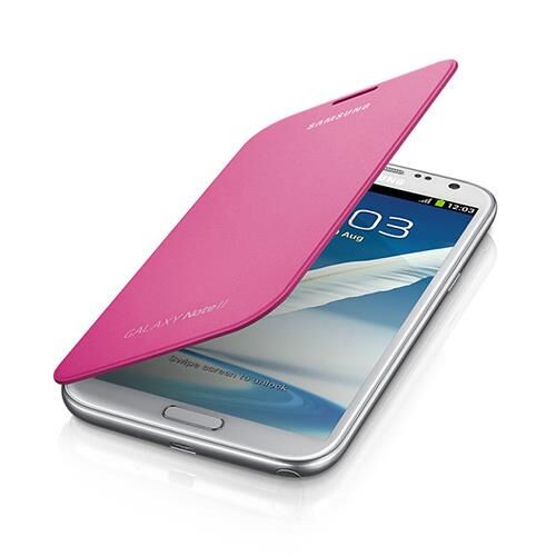 Galaxy Note 2 N7100 ile Uyumlu Flip Cover Kılıf Pembe EFC-1J9FPEGSTD (Out)