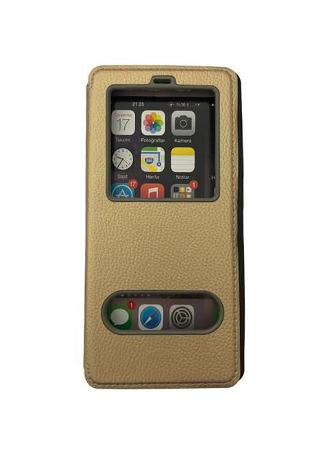 Galaxy Note 9 ile Uyumlu Premium Kapaklı Kılıf Gold