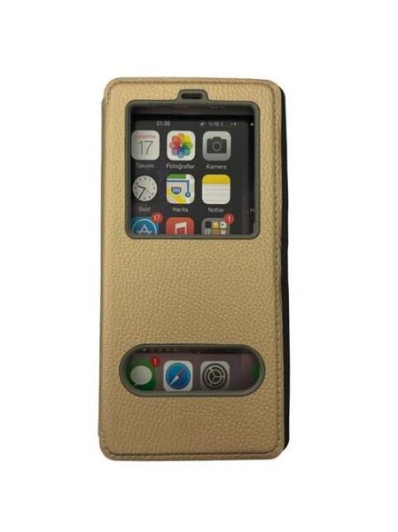 Galaxy Note 9 ile Uyumlu Premium Kapaklı Kılıf Gold