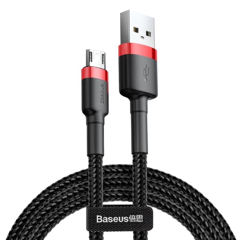 Baseus Cafule 1.5A 2M Micro Usb Data Şarj Kablosu CAMKLF-C91 Kırmızı/Siyah
