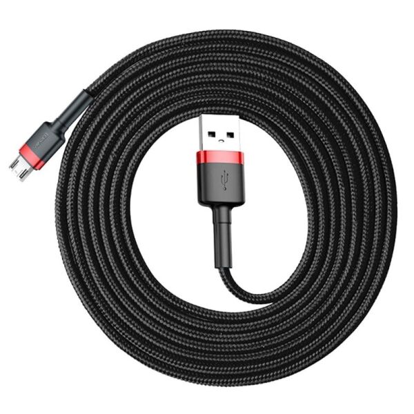 Baseus Cafule 1.5A 2M Micro Usb Data Şarj Kablosu CAMKLF-C91 Kırmızı/Siyah