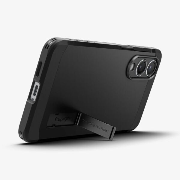 Spigen Galaxy S25 Edge ile Uyumlu Kılıf Tough Armor AI MagFit özellikli Kickstand Black