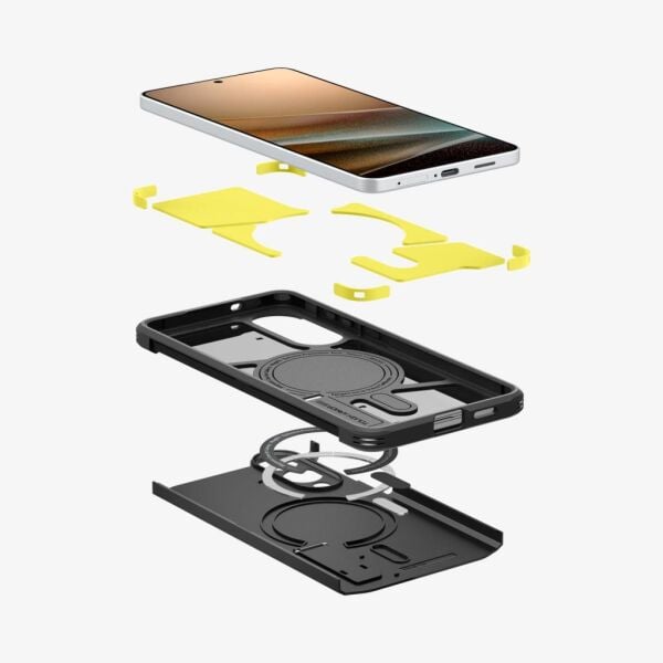 Spigen Galaxy S25 Edge ile Uyumlu Kılıf Tough Armor AI MagFit özellikli Kickstand Black