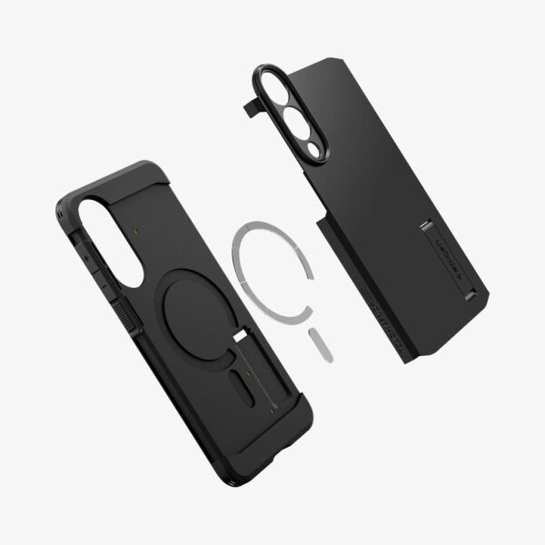 Spigen Galaxy S25 Edge ile Uyumlu Kılıf Tough Armor AI MagFit özellikli Kickstand Black