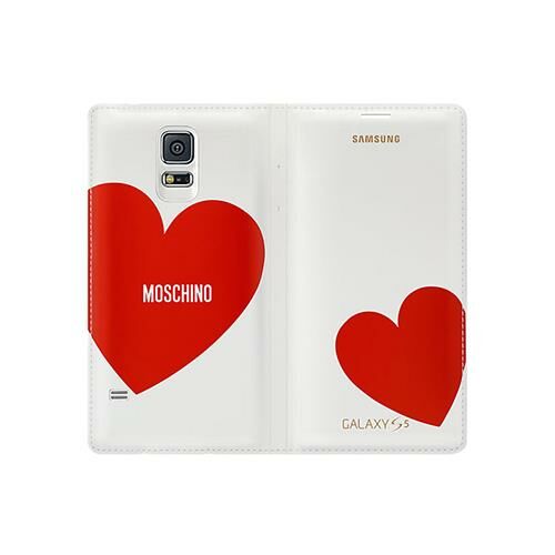 Galaxy S5 ile Uyumlu Moschino Flip Wallet Kılıf Kırmızı Kalp EF-WG900RREGWW (Out)