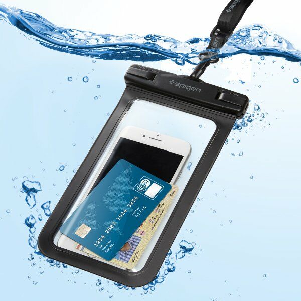Spigen Universal Waterproof Tüm Cihazlarla Uyumlu IPX8 (25 Metre Dalış Sertifikalı) Su Geçirmez Kılıf Black