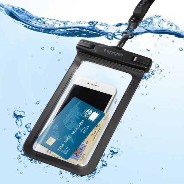 Spigen Universal Waterproof Tüm Cihazlarla Uyumlu IPX8 (25 Metre Dalış Sertifikalı) Su Geçirmez Kılıf Black