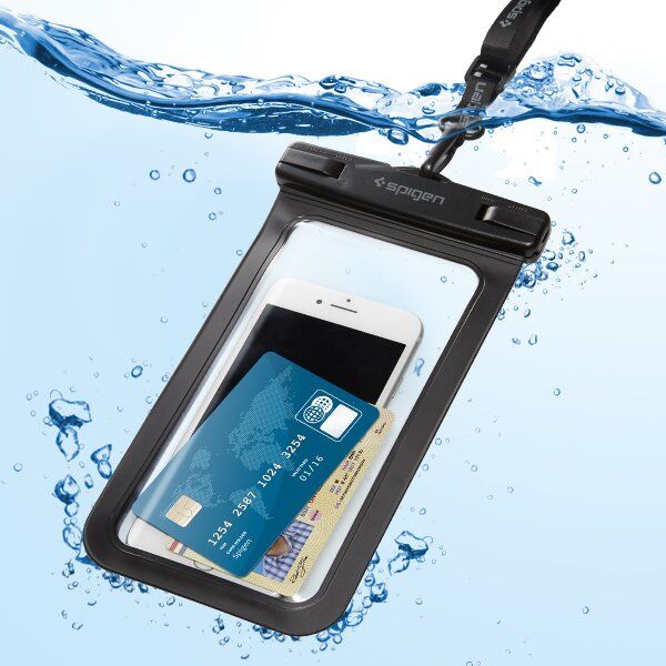 Spigen Universal Waterproof Tüm Cihazlarla Uyumlu IPX8 (25 Metre Dalış Sertifikalı) Su Geçirmez Kılıf Black