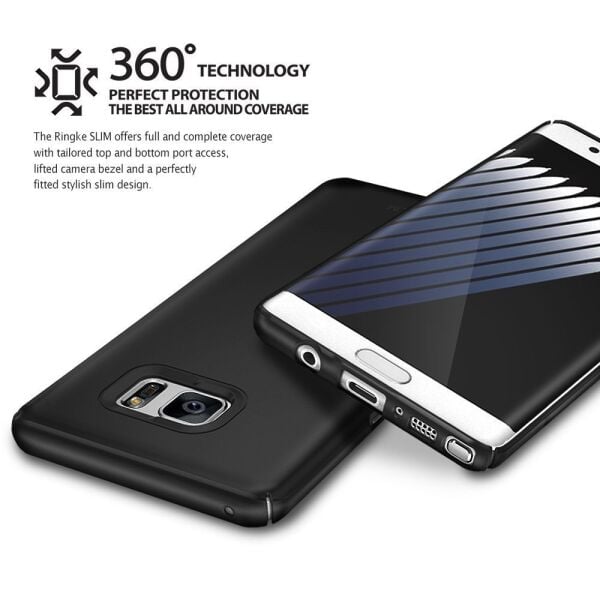 Ringke Slim Galaxy Note 7 FE ile Uyumlu Kılıf SF Black 4 Tarafı Saran İnce Şık Tasarım