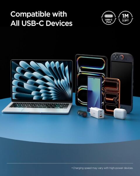 Spigen USB-C to USB-C 1 Metre Kablo 100W Güç/PPS 2.0 Desteği Super Hızlı Şarj / 5 Gbps (E-Marker Çip) Data Aktarım Hızı/PD USB 3.2 Type-C Ekstra Dayanıklı MFI Lisanslı White