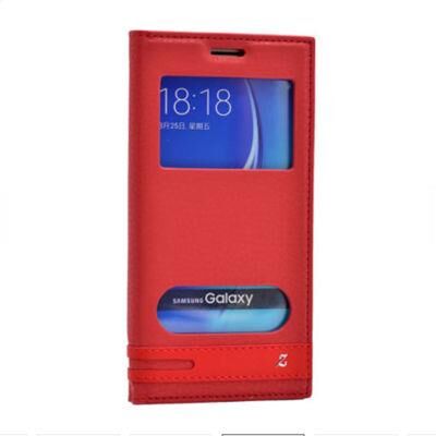 Galaxy S7 ile Uyumlu Elite Serisi Pencereli Kapaklı Kılıf Kırmızı