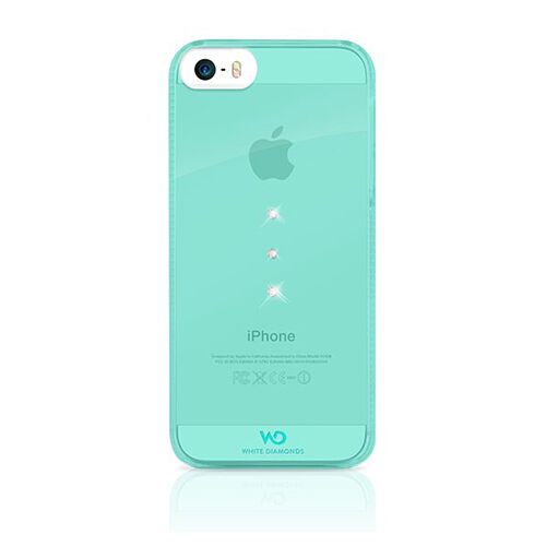White Diamonds iPhone SE/5S/5 ile Uyumlu Swarovski Trinity Desenli Kılıf Turkuaz (Out)