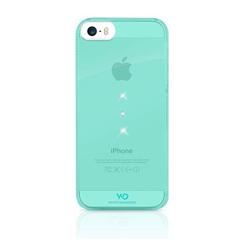 White Diamonds iPhone SE/5S/5 ile Uyumlu Swarovski Trinity Desenli Kılıf Turkuaz (Out)