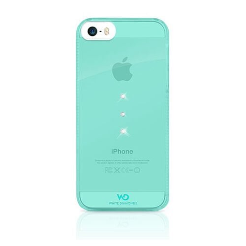 White Diamonds iPhone SE/5S/5 ile Uyumlu Swarovski Trinity Desenli Kılıf Turkuaz (Out)