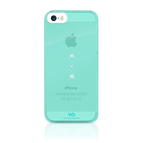 White Diamonds iPhone SE/5S/5 ile Uyumlu Swarovski Trinity Desenli Kılıf Turkuaz (Out)