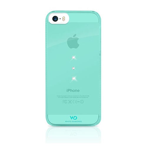 White Diamonds iPhone SE/5S/5 ile Uyumlu Swarovski Trinity Desenli Kılıf Turkuaz (Out)