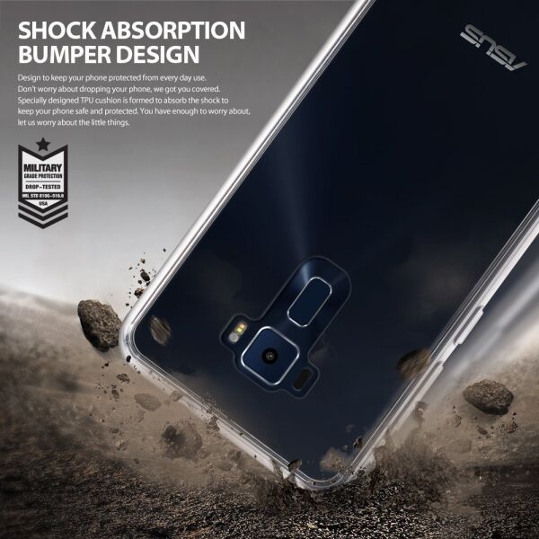 Ringke Fusion ZenFone 3ile Uyumlu  Kılıf Crystal Clear TPU Bumper Extra Darbe Emici