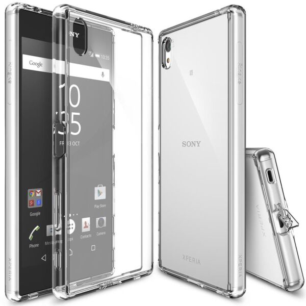 Ringke Fusion Xpreia Z5 Premium ile Uyumlu Kılıf Crystal Clear TPU Bumper Extra Darbe Emici