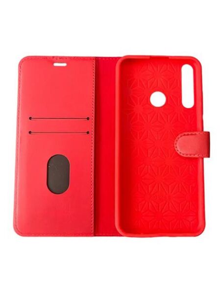 Jopus P40 Lite E ile Uyumlu Kapaklı Kartlıklı Cüzdanlı Kılıf Kırmızı
