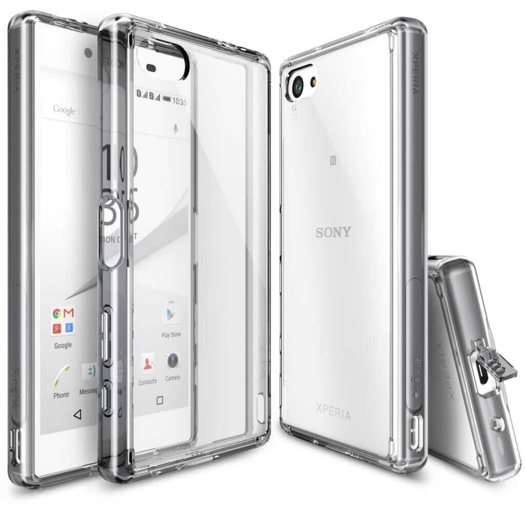 Ringke Fusion Xpreia Z5 Compact ile Uyumlu Kılıf Smoke Black TPU Bumper Extra Darbe Emici