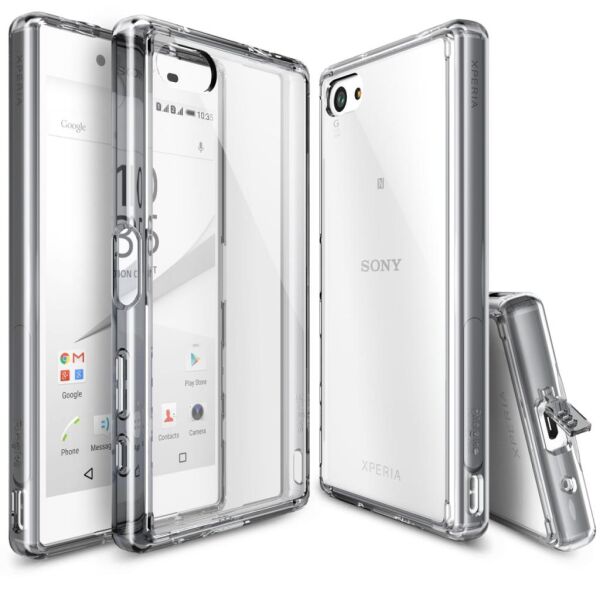 Ringke Fusion Xpreia Z5 Compact ile Uyumlu Kılıf Smoke Black TPU Bumper Extra Darbe Emici