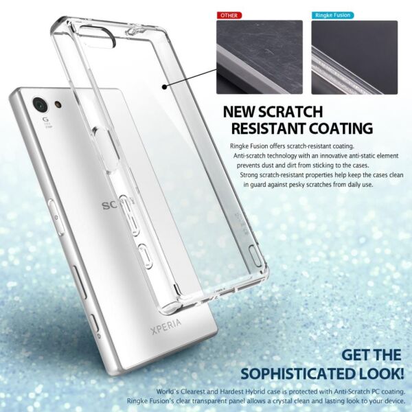 Ringke Fusion Xpreia Z5 Compact ile Uyumlu Kılıf Smoke Black TPU Bumper Extra Darbe Emici