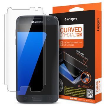 Spigen Galaxy S7 ile Uyumlu Ekran Koruyucu Curved Crystal HD Kavisli Tam Kaplayan 2 Adet Ön