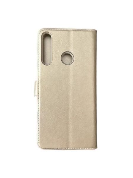 Jopus P40 Lite E ile Uyumlu Kapaklı Kartlıklı Cüzdanlı Kılıf Gold