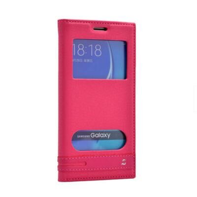 Galaxy S7 Edge ile Uyumlu Elite Serisi Pencereli Kapaklı Kılıf Pembe