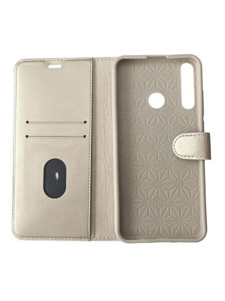 Jopus P40 Lite ile Uyumlu Kapaklı Kartlıklı Cüzdanlı Kılıf Gold