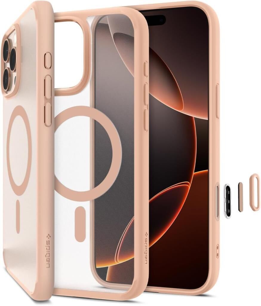 Spigen iPhone 16 Pro ile Uyumlu Kılıf Ultra Hybrid MagFit MagSafe Özellikli Frost Rose Titanium